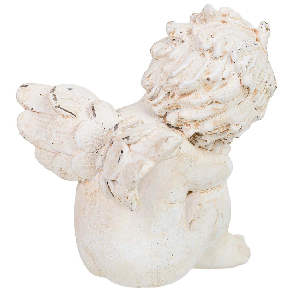 Figura decorativa a forma di angelo in magnesio bianco, 14x14x17h cm