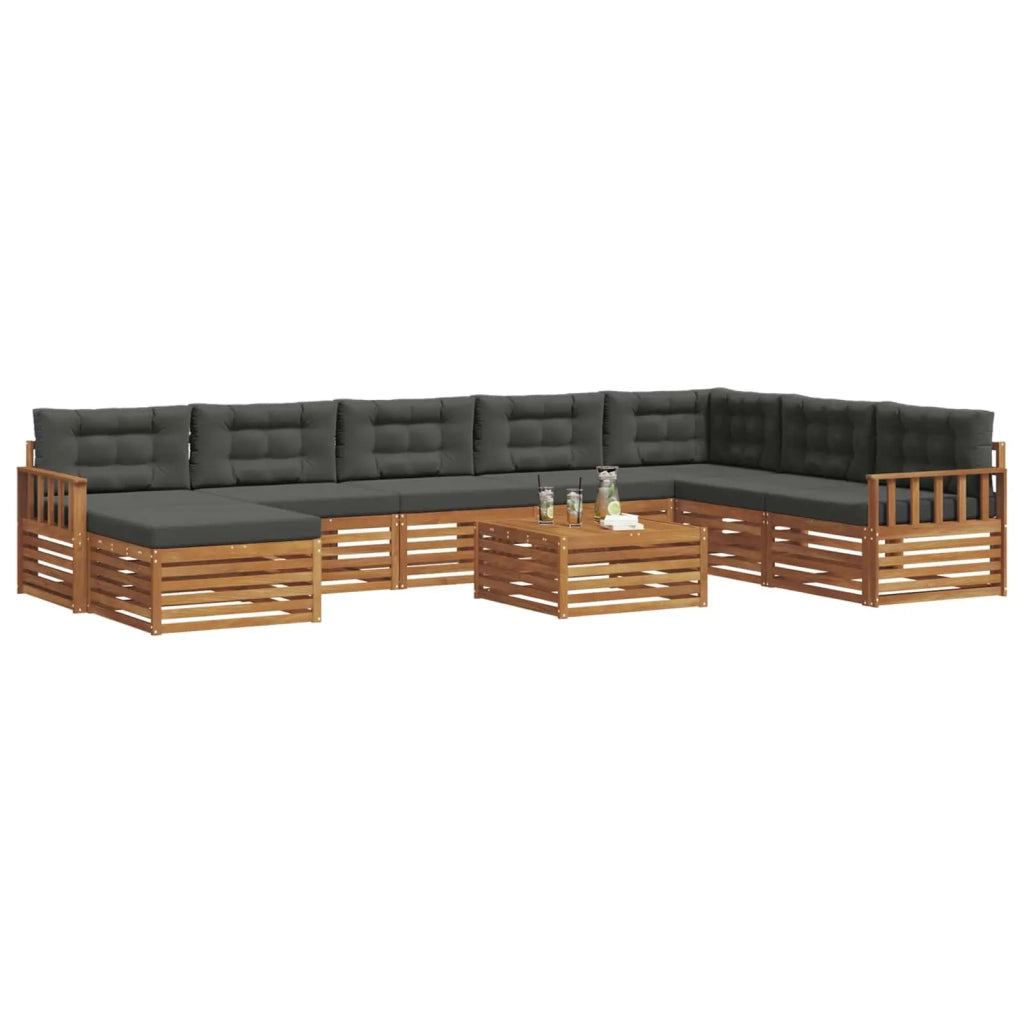 Set di divani da esterno con cuscino 9 pcs Naturale e Antracite 3373972