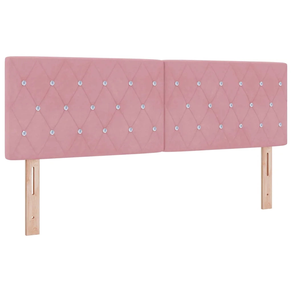 Letto a Sorgente LED con materasso Rosa 140 x 200 cm Velluto