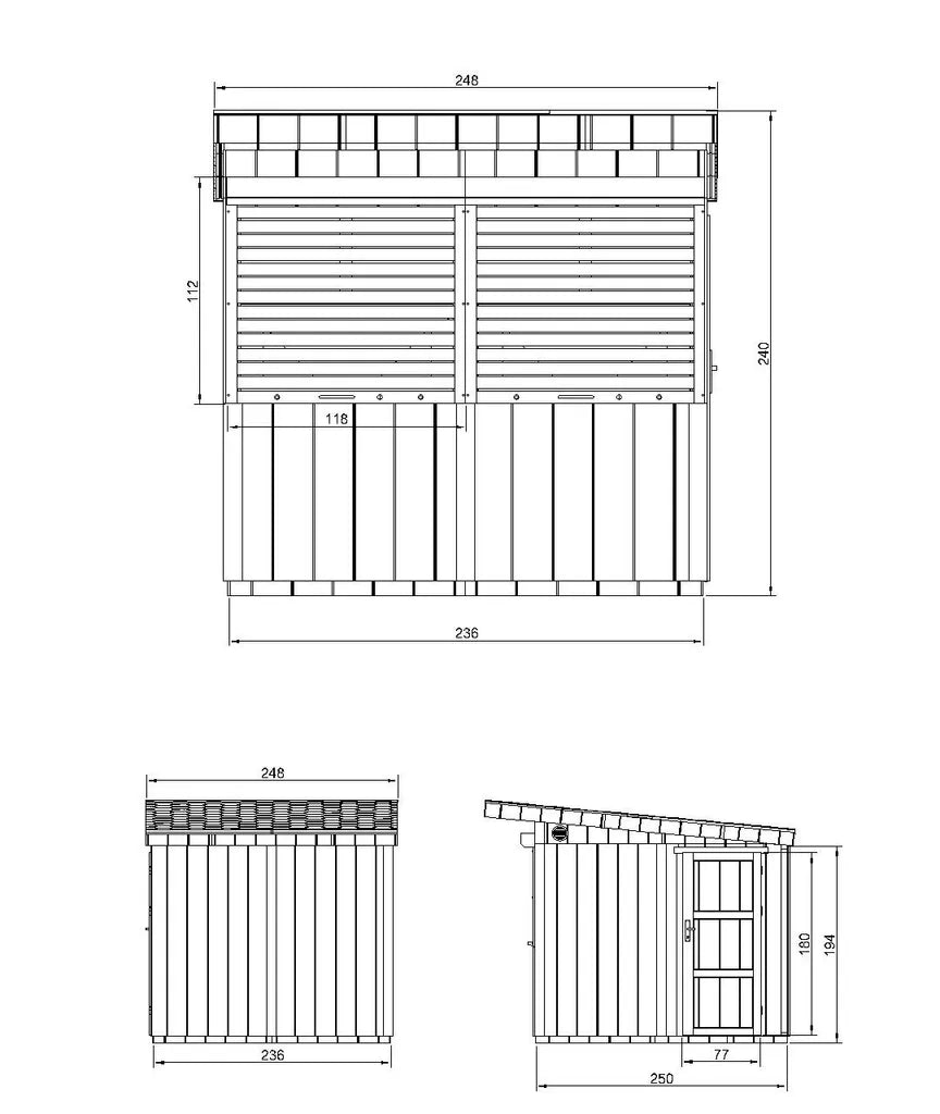 Chiosco esterno PREMIUM - 5,9m?² - H240x248x305 cm - Costruzione pannello PREMIUM - Timbela M950-REDWOOD RED