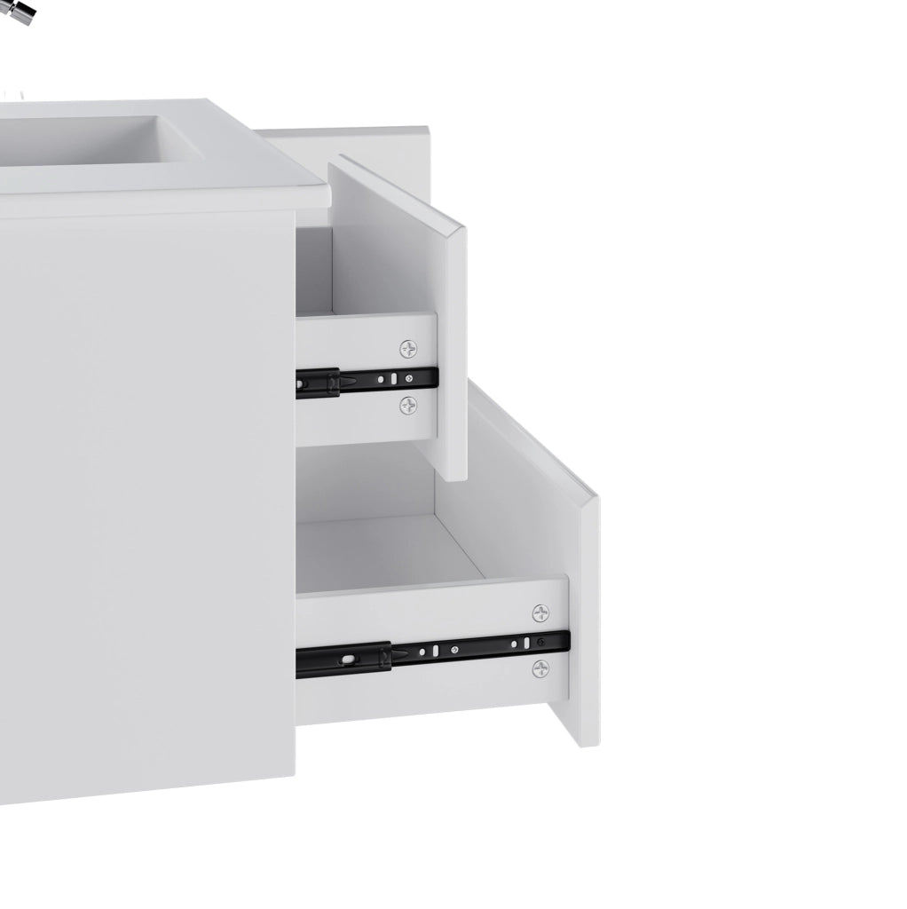 Mobile lavabo sospeso 91.5x46.5x50.5 cm con LED a sensore; lavabo in ceramica; bianco