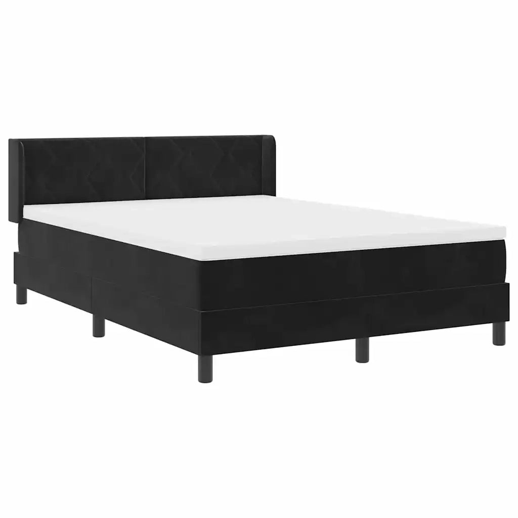 Letto a molle con materasso Nero 200 x 140 cm Poliestere