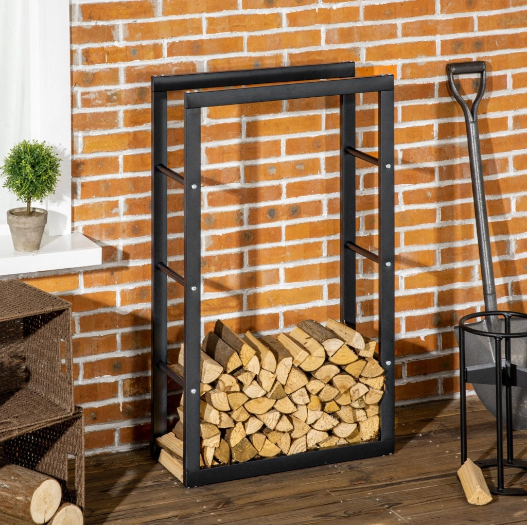 Portalegna in acciaio nero resistente fino a 97 kg, 60x25x100 cm