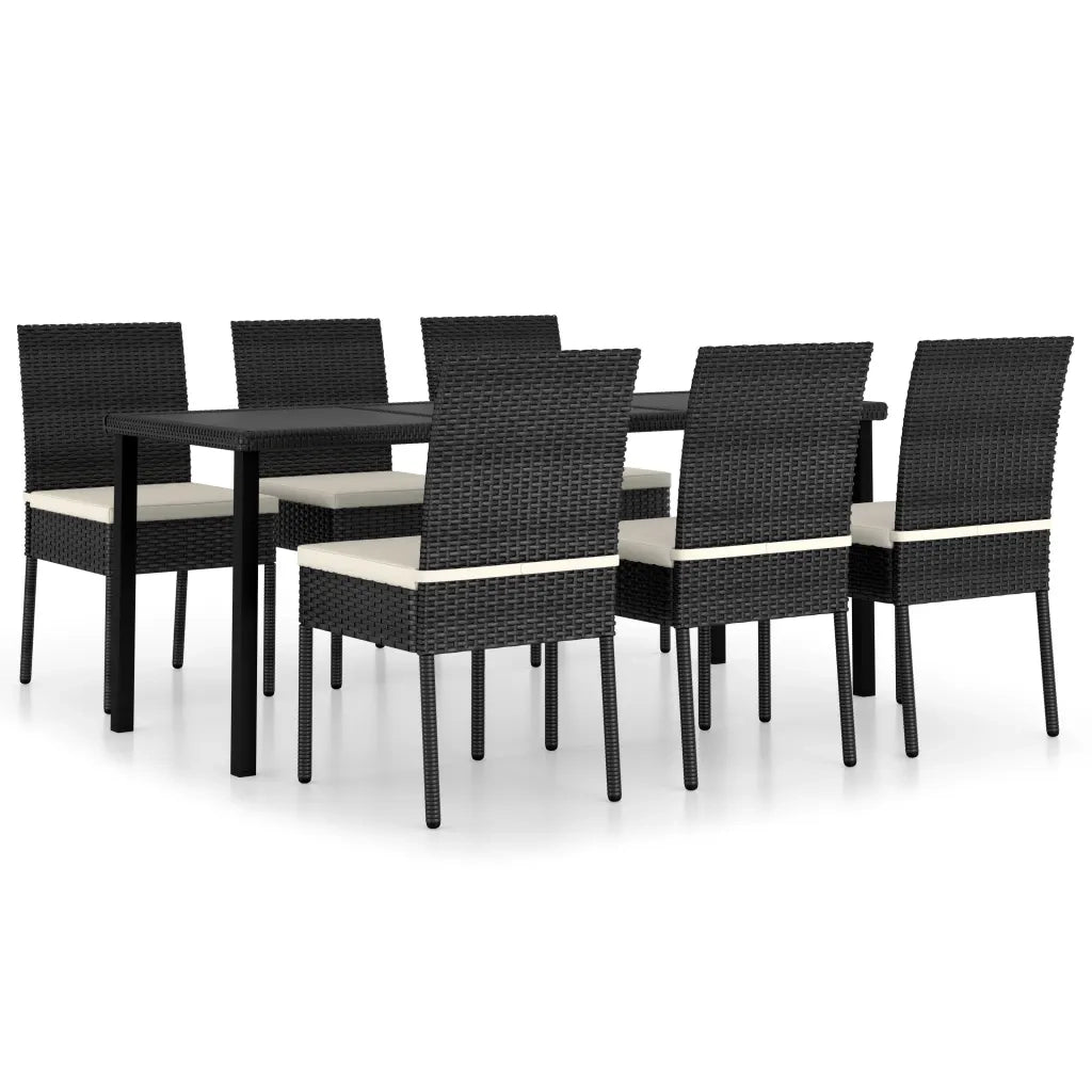 Set da Pranzo da Giardino 7 pz in Polyrattan Nero 3065697