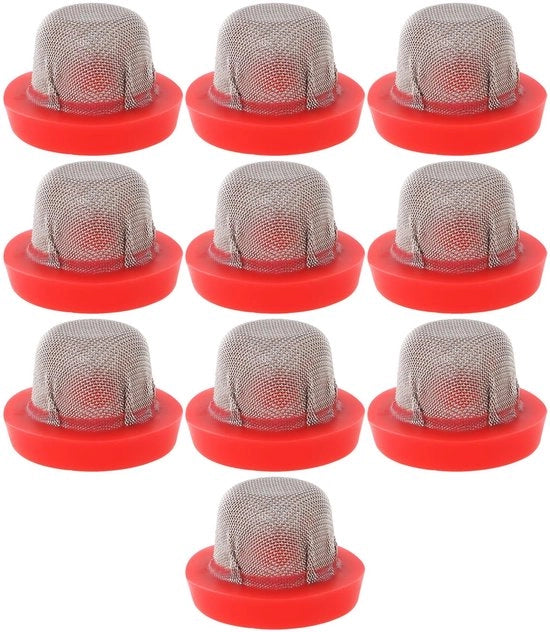 Filtro a Maglia 100 Mesh - 10 Pezzi - Bocchetta Spray - Rete Metallica Fine - Dimensioni 15,5x10,5x10 mm - Rosso - Filtro
