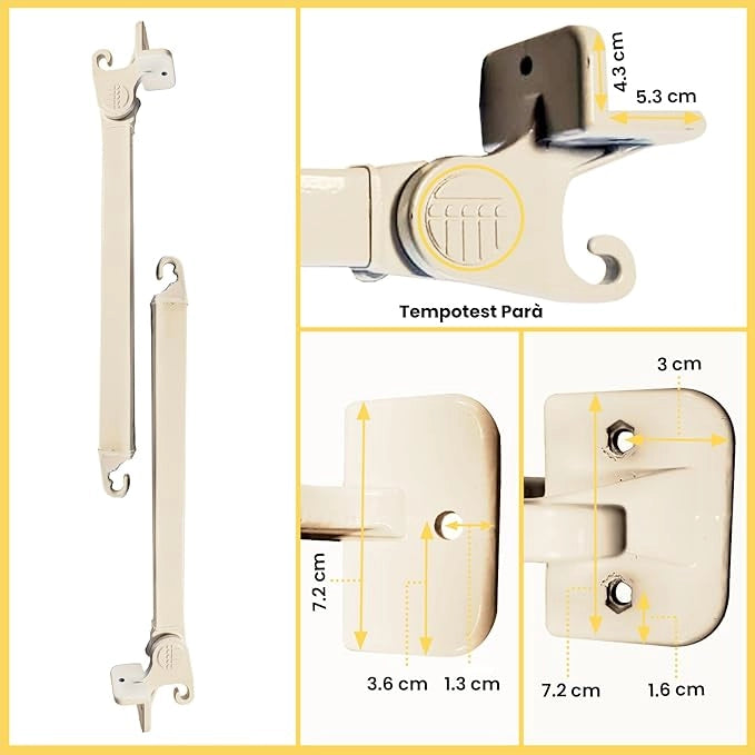 Coppia di Braccetti per Tende da Sole a Caduta Tempotest Parà in Alluminio 70 cm - Colore Avorio