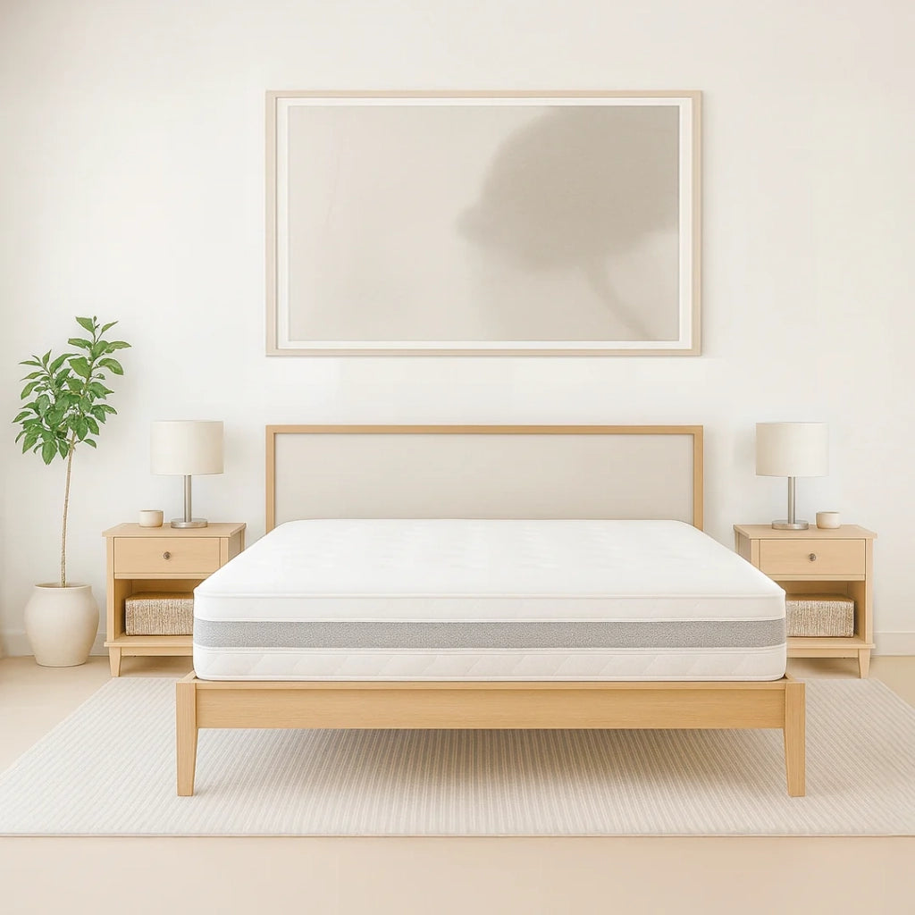 Materasso 140x190 matrimoniale ergonomico e traspirante 20 cm | Comfort naturale e design scandi ad alta rigidità | The White Stone