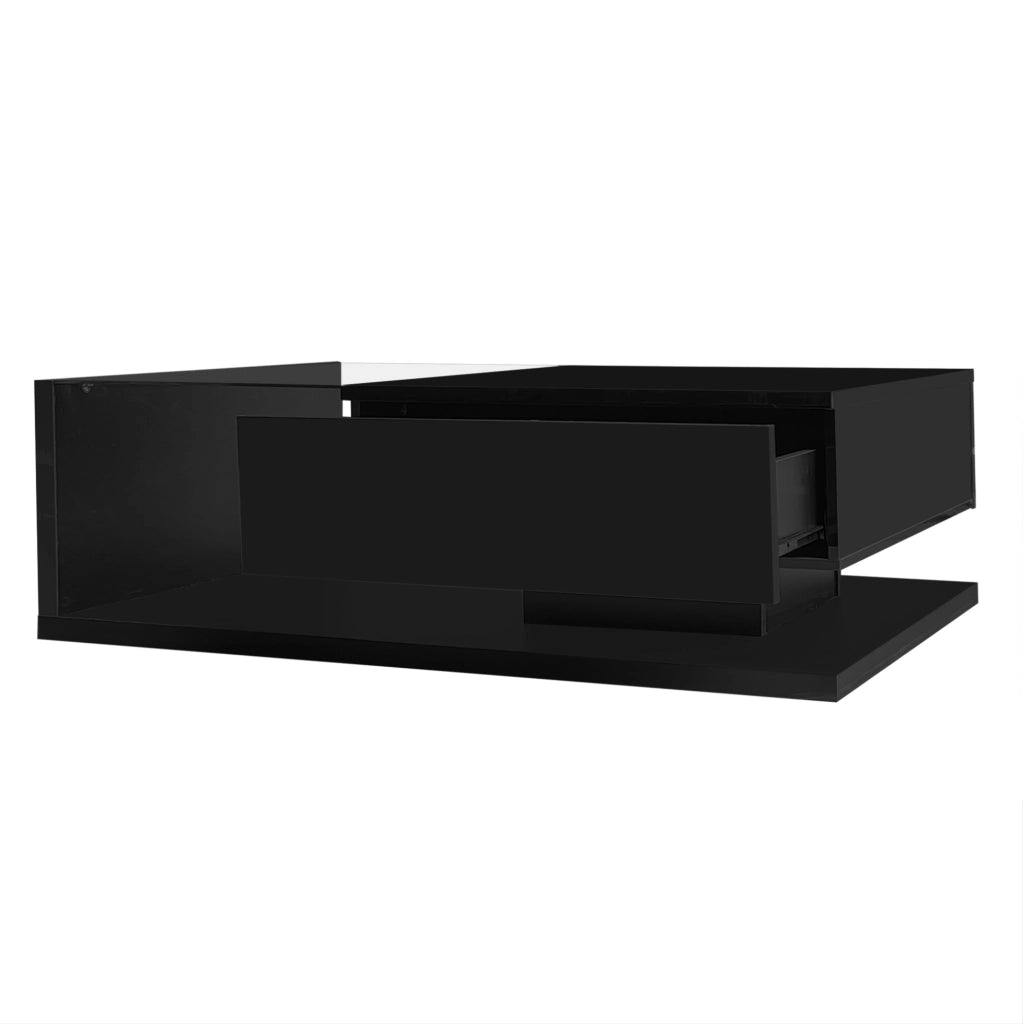 Tavolino da caff¨¨ 105x55 cm con LED 16 colori e vetro temperato nero