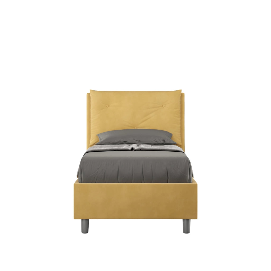 BS COM Letto singolo con rete imbottito 90x210 microfibra ocra