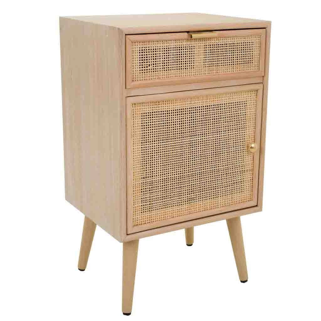 Comodino in MDF e griglia, marrone, 42x36,5x71 cm