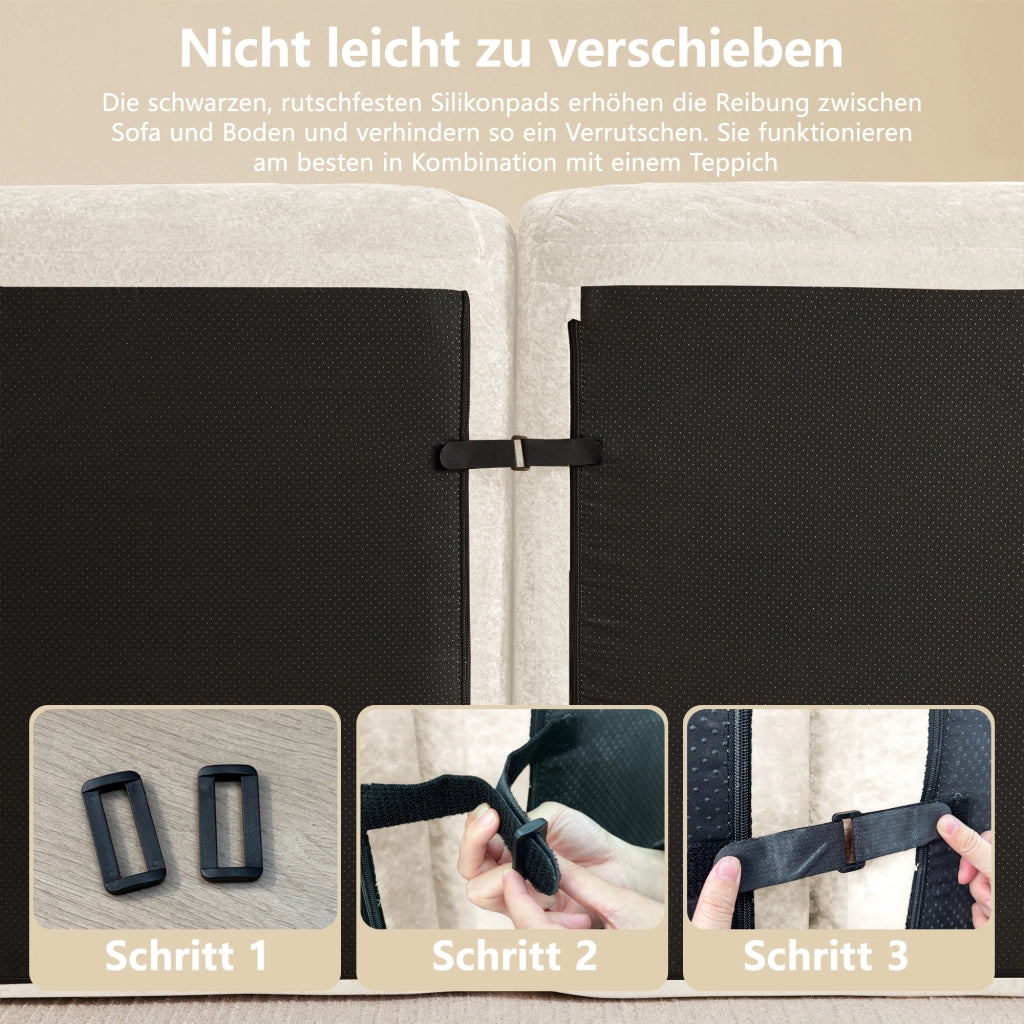 Divano modulare senza struttura in ciniglia beige chiaro con imbottitura in schiuma 32D