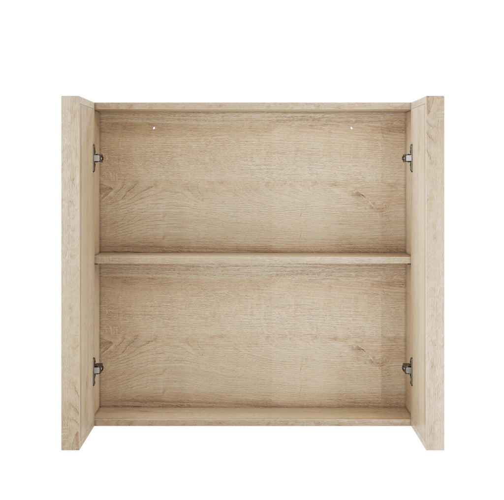 Mobiletto bagno da parete in MDF e truciolato effetto rovere senza maniglie, 60x21,6x58 cm