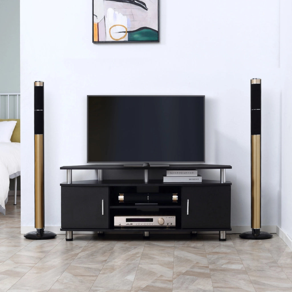 Mobile TV Classico con 2 Ripiani e 2 Ante Nero ¨C Minimal ¨C 120x30x50 cm