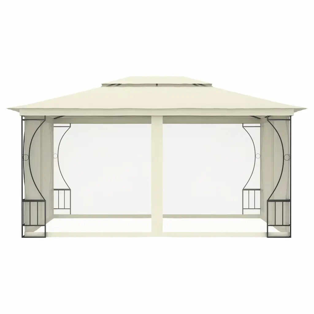 Gazebo con Rete 300x400x265 cm Crema
