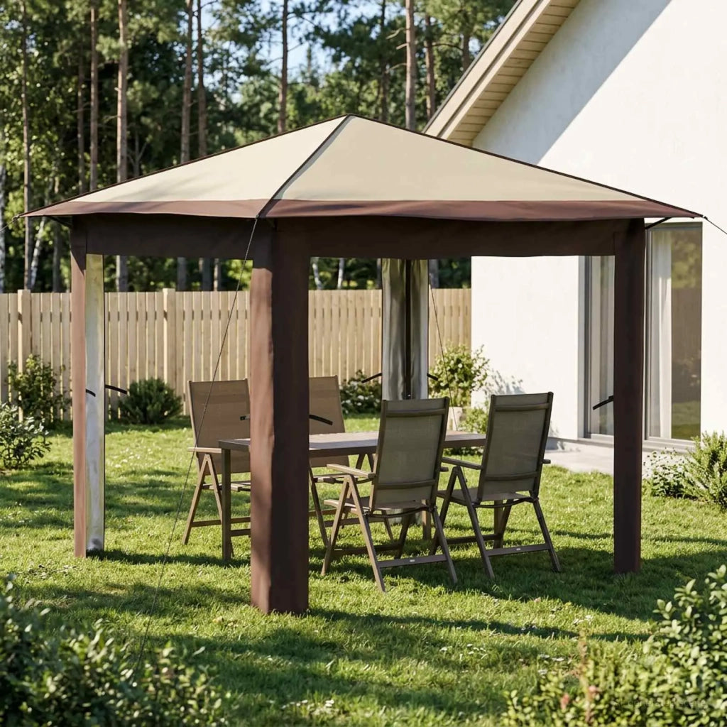 Gazebo senza Parete 2,6 x 2,6 m Crema e Marrone 42036800