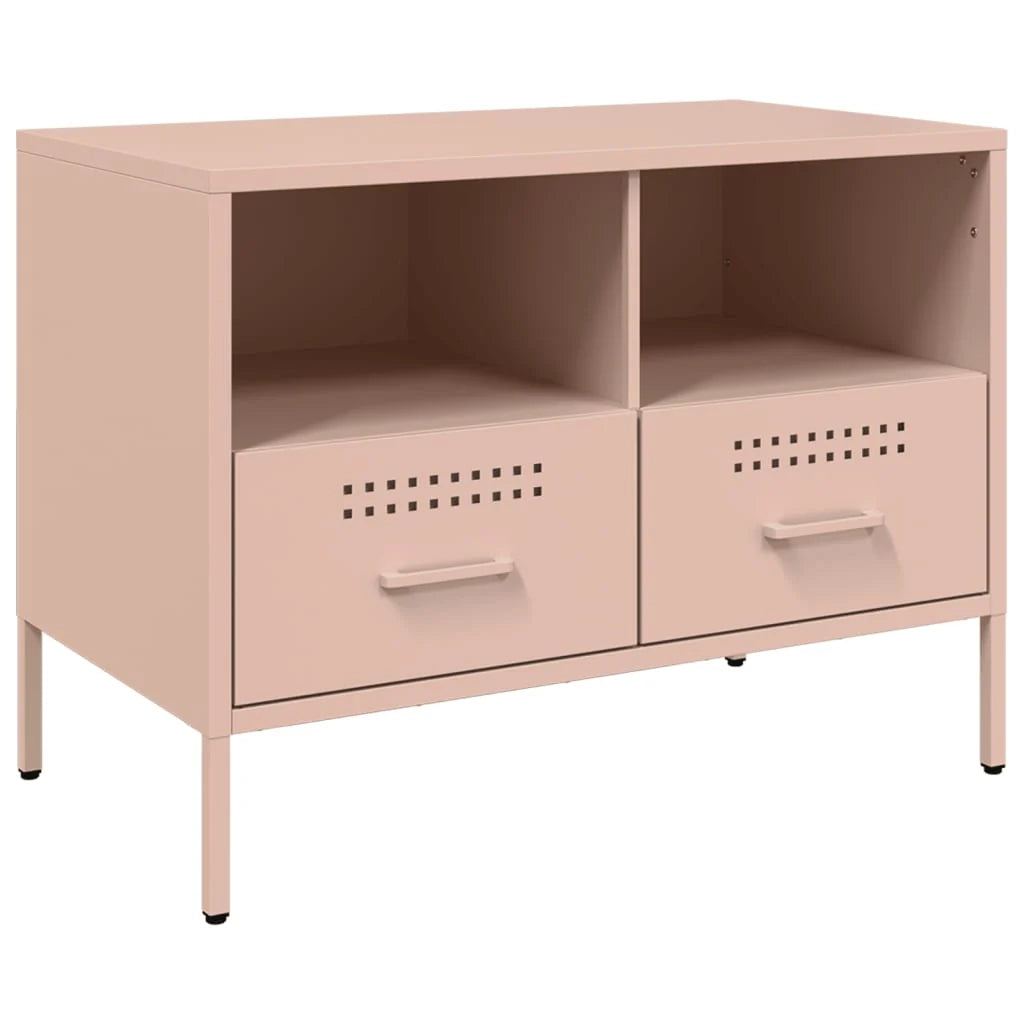 Mobile TV multimediale scaffale TV credenza mobile TV sala da pranzo soggiorno camera da letto 2 pezzi rosa 68 x 39 x 50,5 cm acciaio rosa 02_0028650