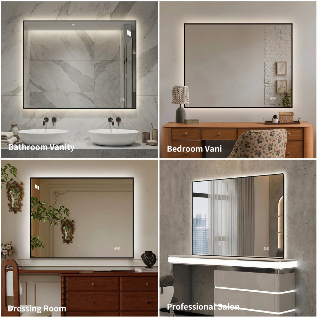 Specchio da bagno LED retroilluminato con antiappannamento; 3 tonalità dimmerabili; vetro argentato senza rame 5 mm