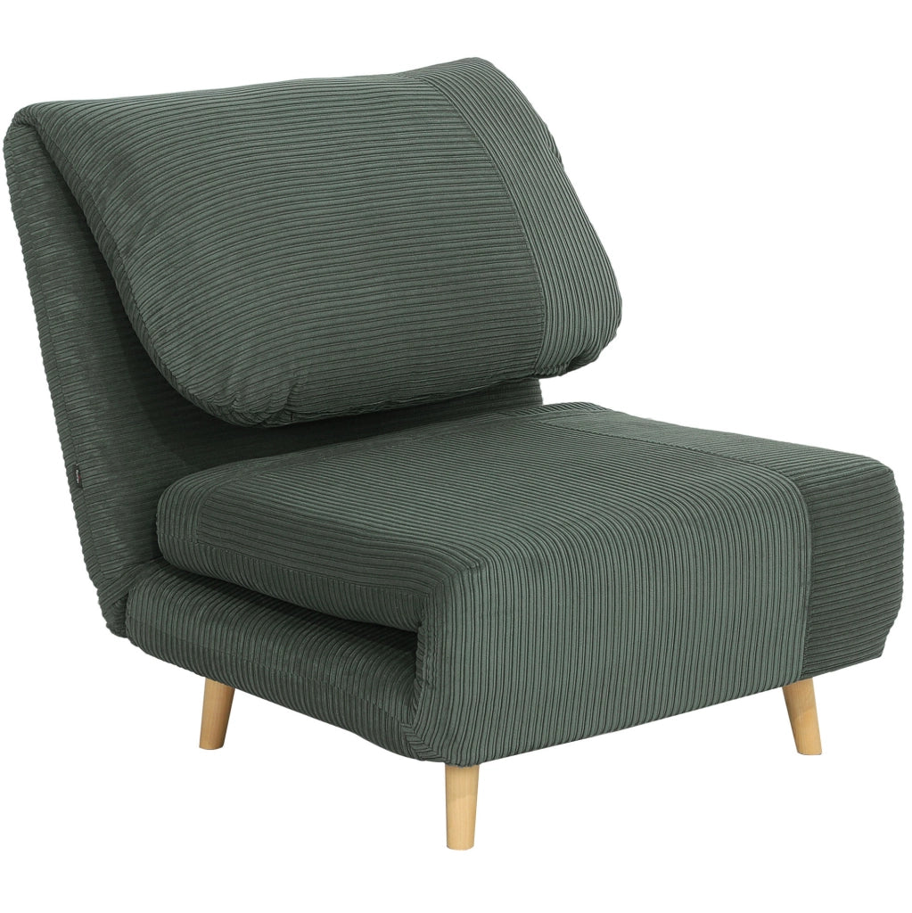 Poltrona Letto 2-in-1 con Schienale Regolabile e Rivestimento in Velluto Verde 82x89x83 cm