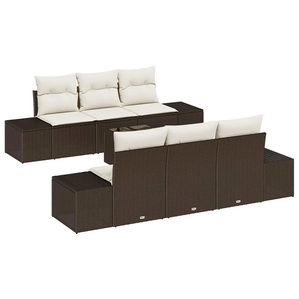 Set Divano da Giardino con cuscino 7 pcs Marrone polyrattan 3346948