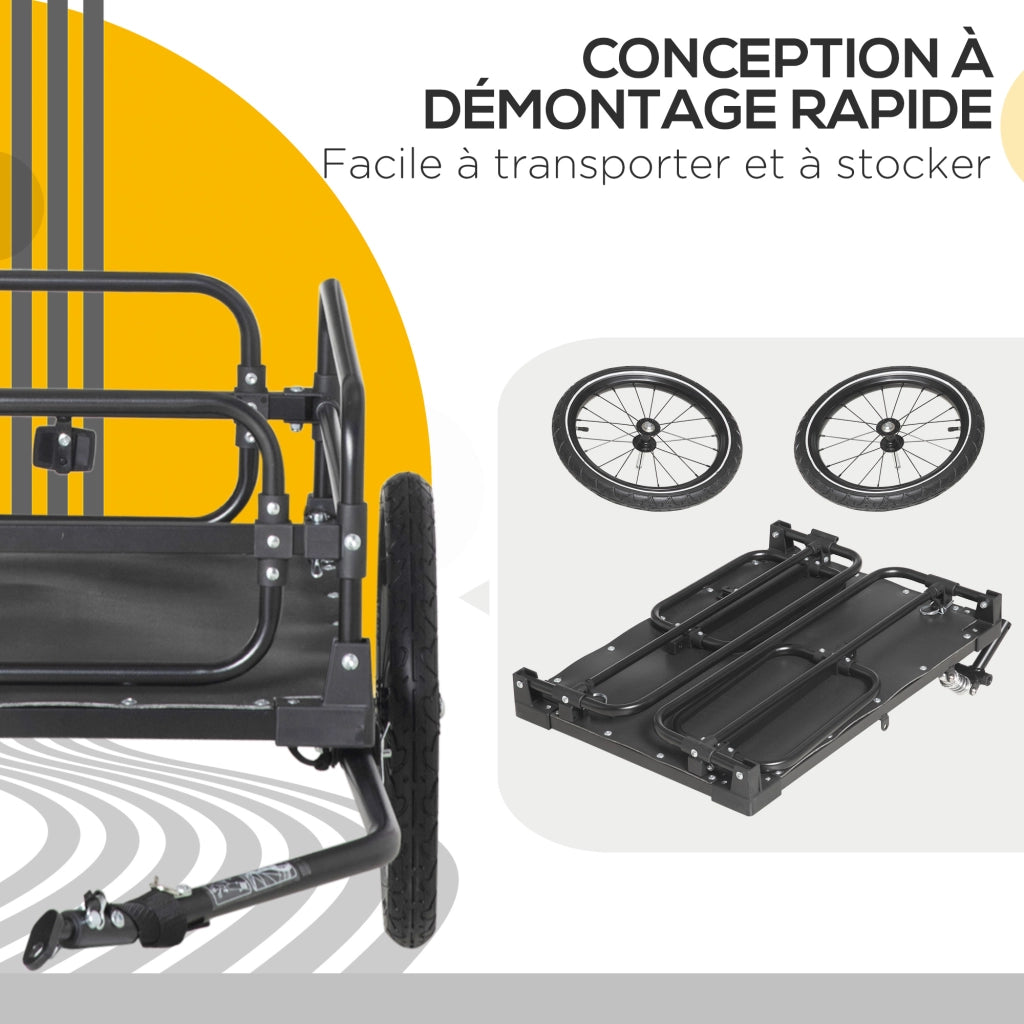 Rimorchio Bici Pieghevole ¨C Xylo ¨C Acciaio 16' Carico Max 40kg con Barra Traino