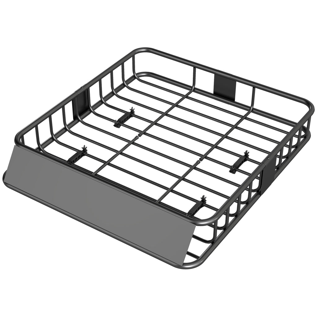 Portapacchi per Auto in Acciaio da 90.7 kg con Deflettori e Guide Laterali, 110.5x99.5x18.5 cm, Nero