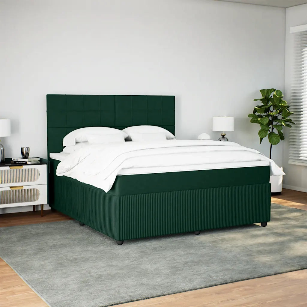 Giroletto a Molle con Materasso Verde Scuro 180x200 cm Velluto