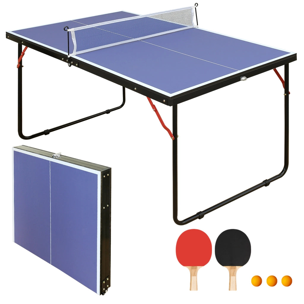Tavolo da ping pong pieghevole 137 × 76 × 66 cm MDF blu， uso interno ed esterno