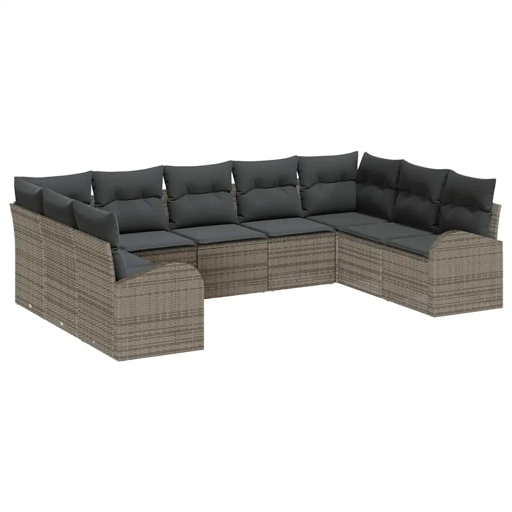 Set Divano da Giardino con cuscino 9 pcs Grigio polyrattan