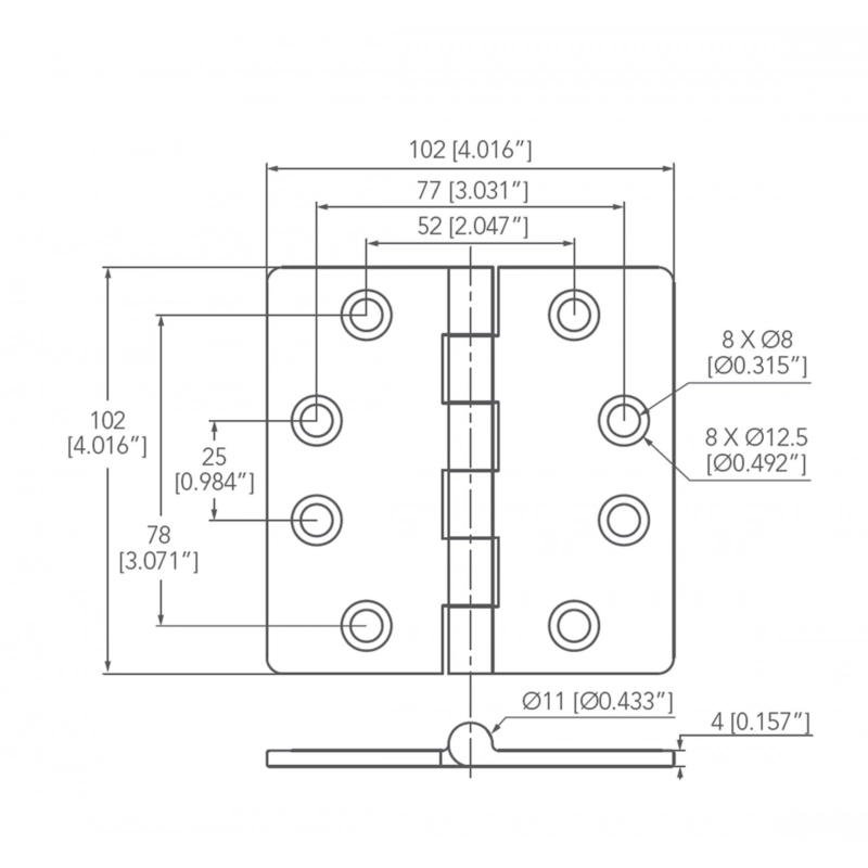 CERNIERA INOX MM 102x102