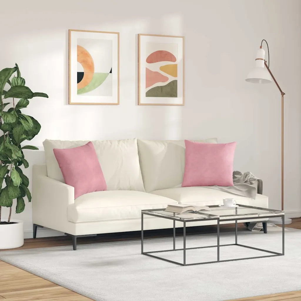 Cuscini da Divano 2 pcs Rosa 45 x 45 cm Tessuto in Cords 42013932