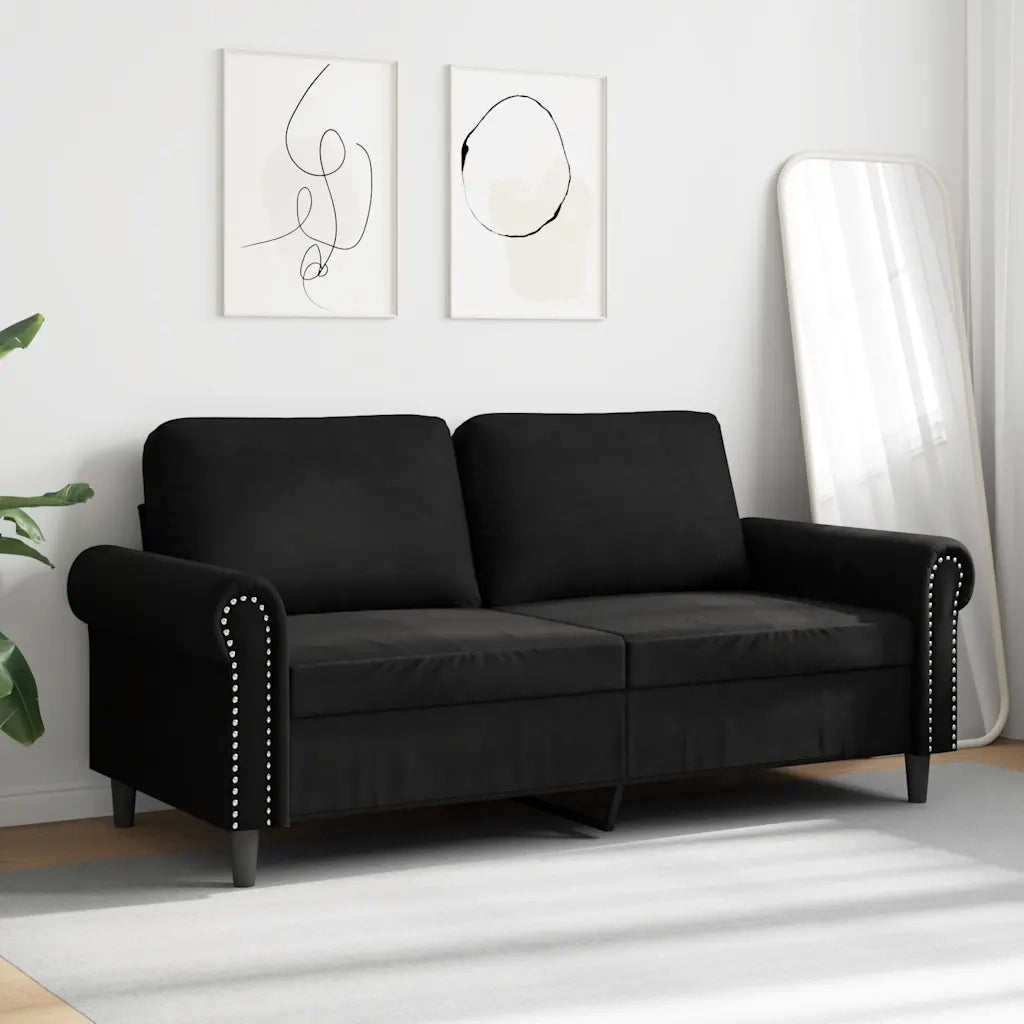 Divano a 2 Posti Nero 140 cm in Velluto 359534