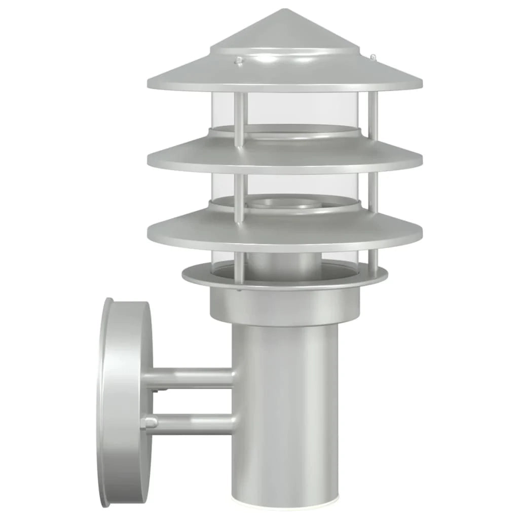 Set di 2 applique da esterno 15,5 x 15,5 x 28 cm illuminazione versatile in acciaio inox argento 02_0056548