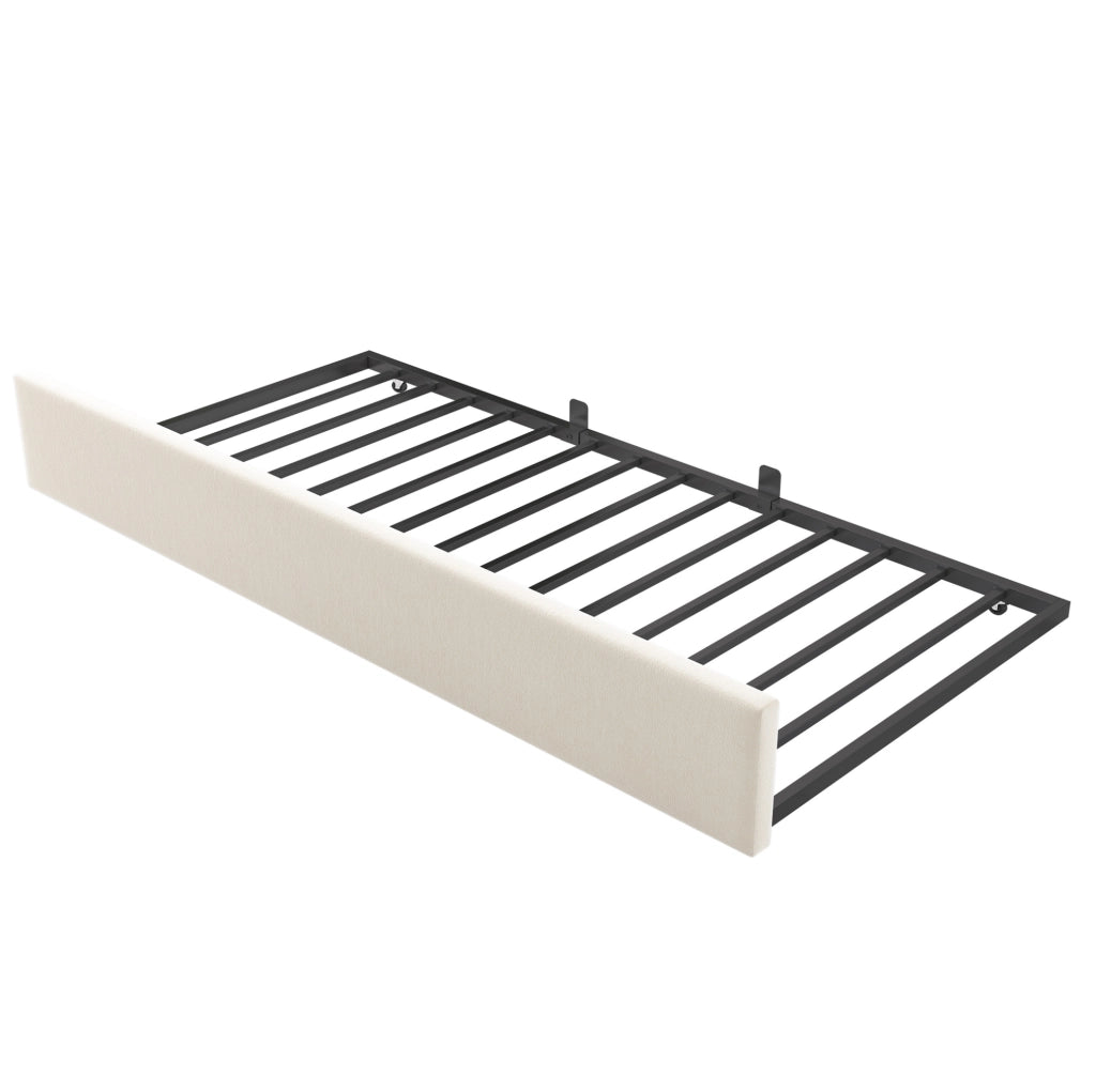 Letto singolo 90x200 cm con letto estraibile 90x190 cm in velluto beige HOMVRA