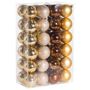 Set di 48 palline di Natale in plastica da appendere all'albero di Natale in stile glamour moderno Kolima dorato