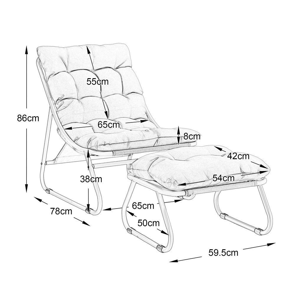 Poltrona reclinabile relax con poggiapiedi ¨C Minimal ¨C Tessuto verde chiaro telaio nero