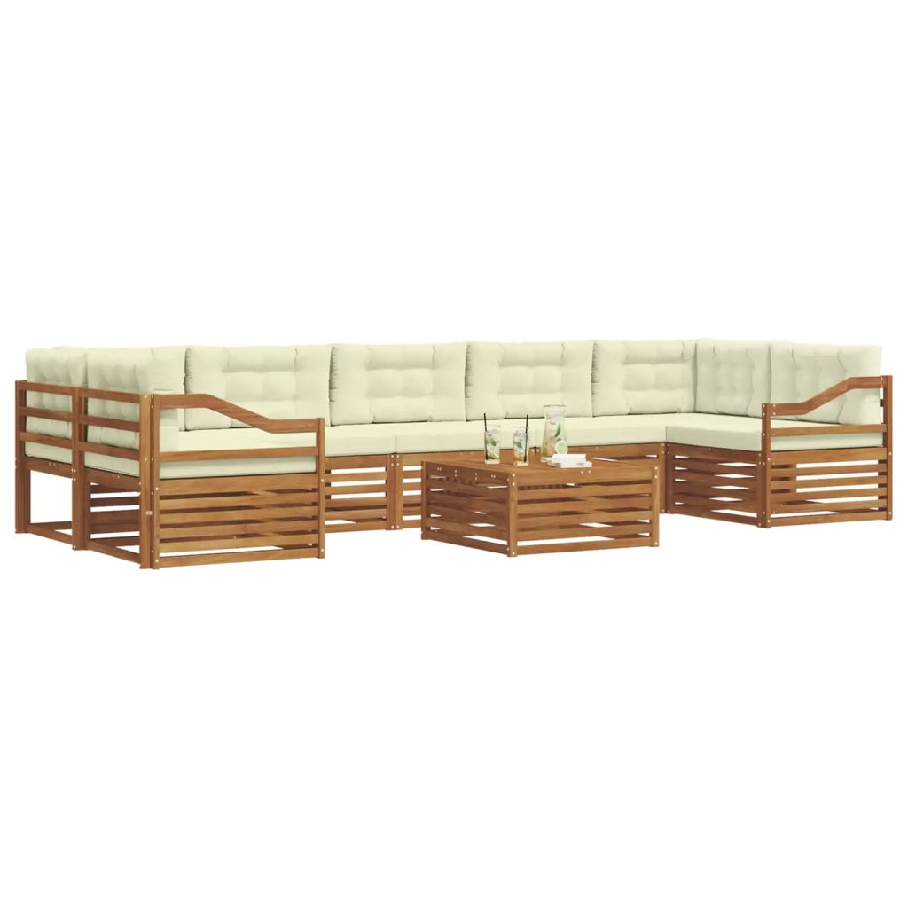 Set di divani da esterno con cuscino 8 pcs Naturale e Crema 3373195