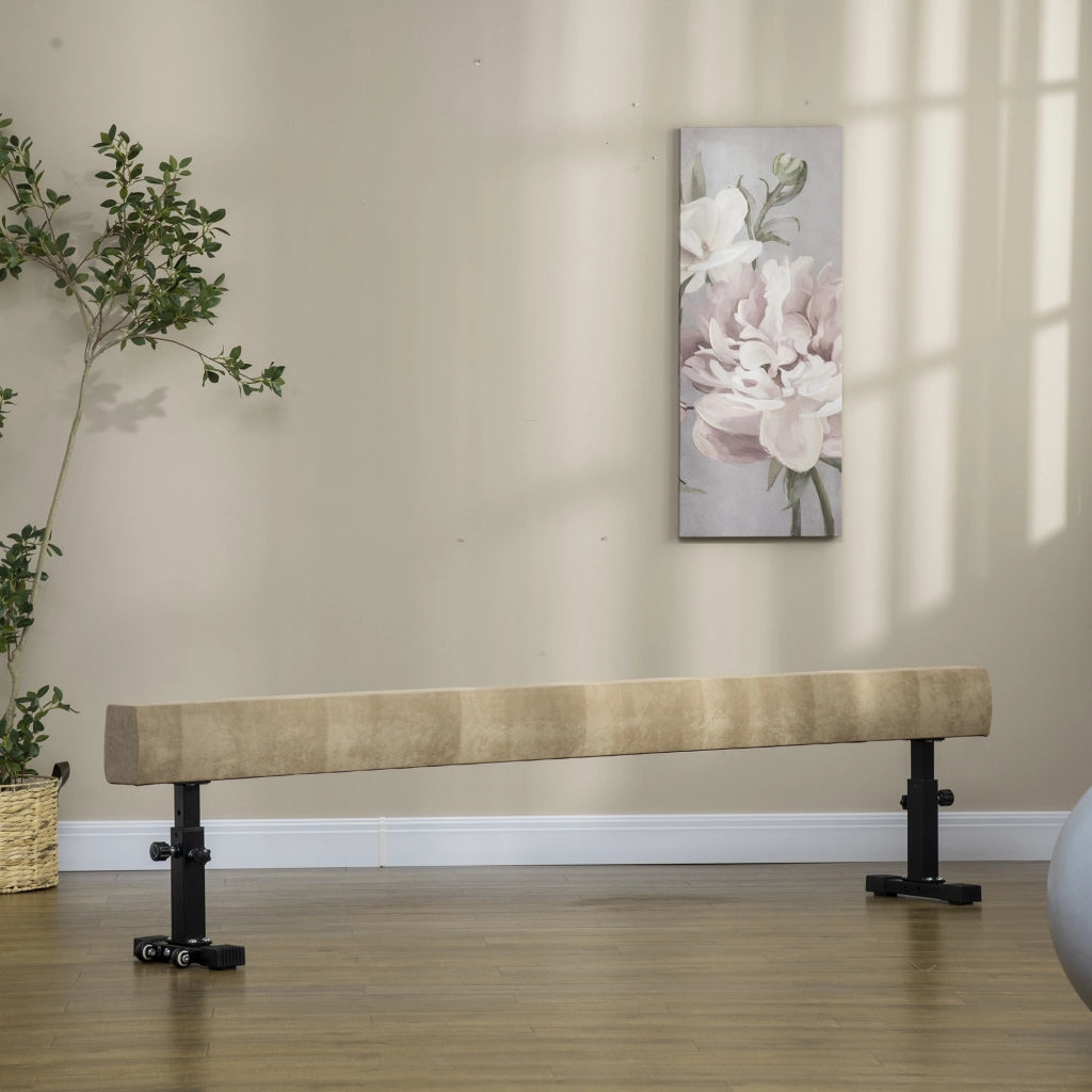 EasyComfort Trave Ginnastica Artistica con Altezza Regolabile e Piedini Antiscivolo, 226x31x59cm, Marrone