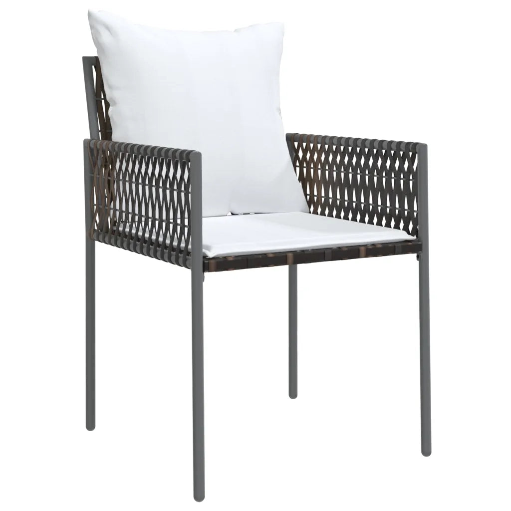 Set Pranzo da Giardino 3pz | Set Salotto da Giardino con Cuscini in Polyrattan e Acciaio