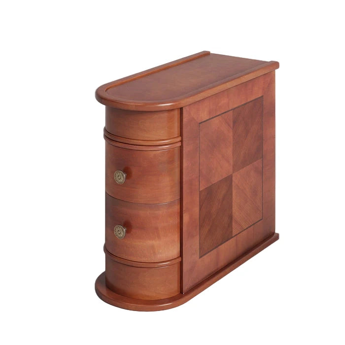 Tavolino da divano con 2 cassetti in legno color noce design ad arco rettangolare 60 × 27 × 60 cm