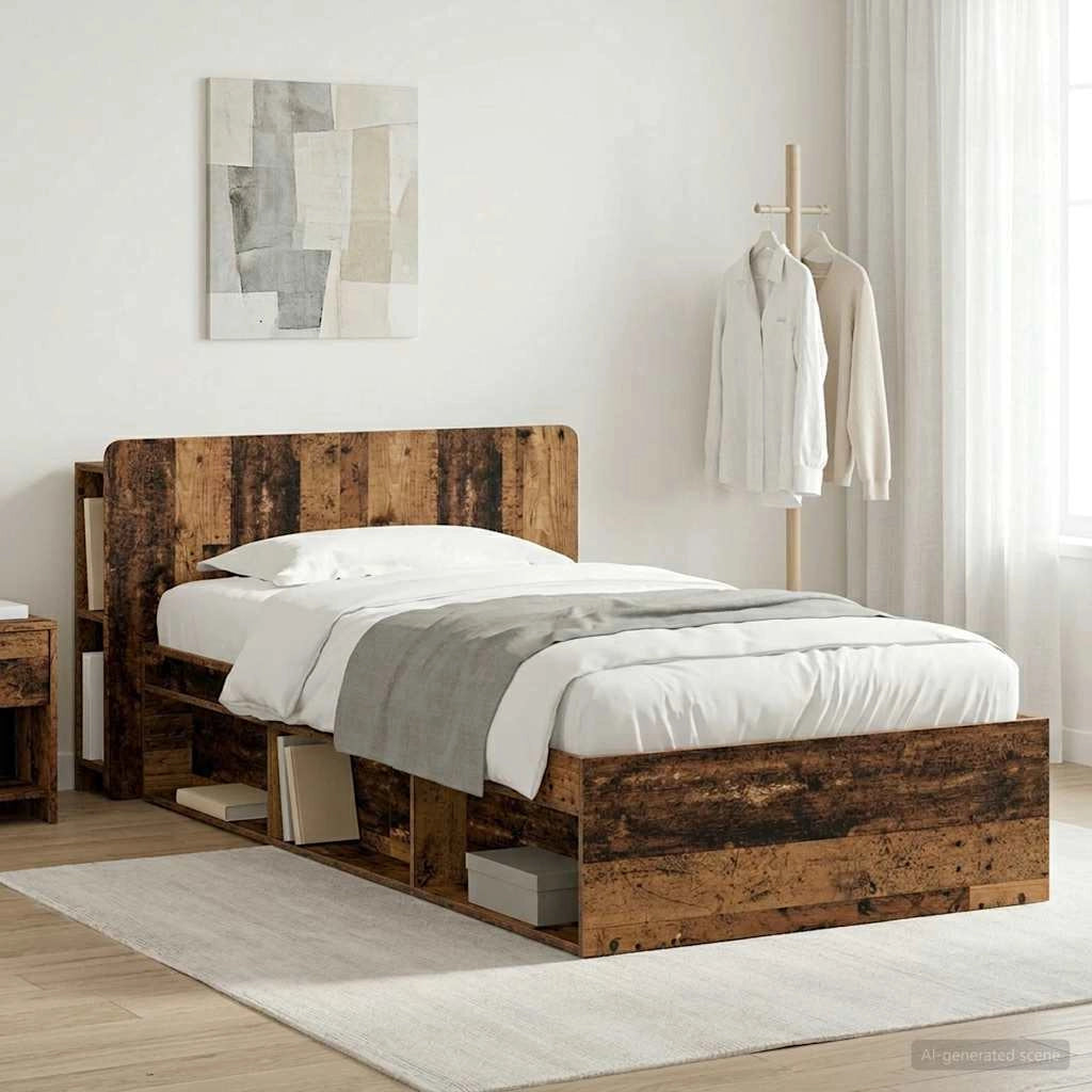 Telaio del letto con storage Legno antico 90 x 200 cm 3433347