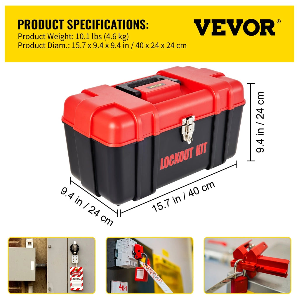 Kit di Blocco Sicurezza Elettrica 42 Pezzi con Lucchetti Tagout Serrature Etichette e Valigetta Robusto per Manutenzione e Officina