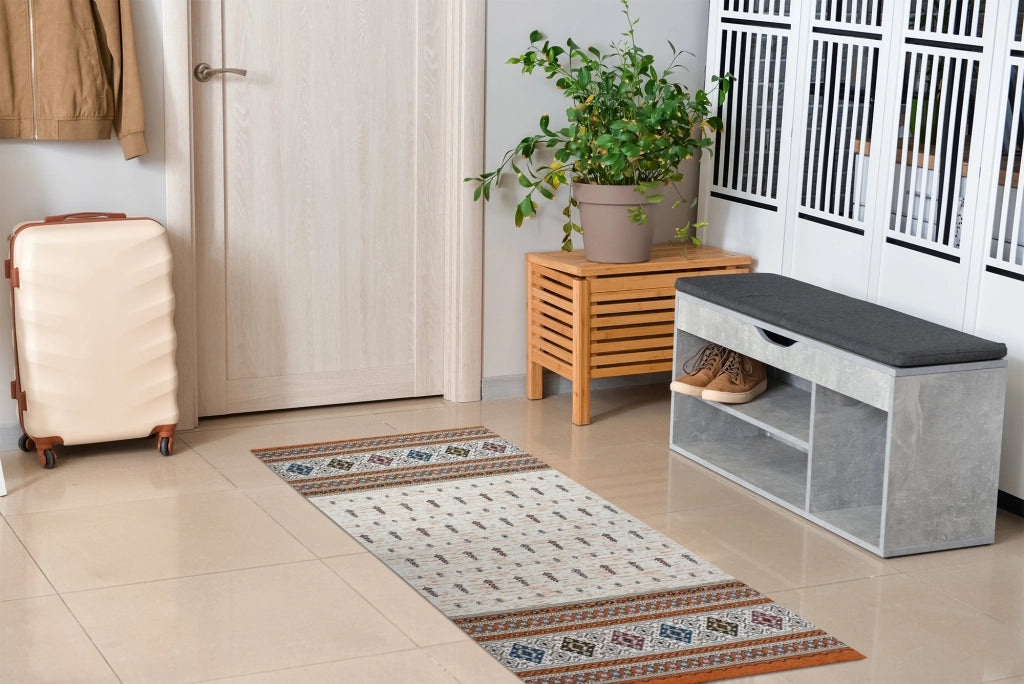 Tappeto Arredo Moderno Morbido in Ciniglia Ingresso Antiscivolo Prodotto Italiano  Soggiorno Camera Salotto Disegni Piazzati Cotone Varie Misure Grande Loom/Ruggine - 140x200 cm