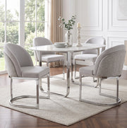 Set di 4 sedie da pranzo in ciniglia grigio e argento