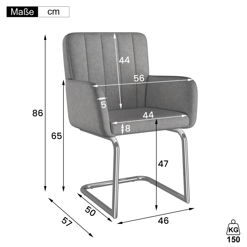 Set di 2 Sedie da Pranzo con Schienale Ergonomico e Gambe a Z Impilabili in PU Grigio