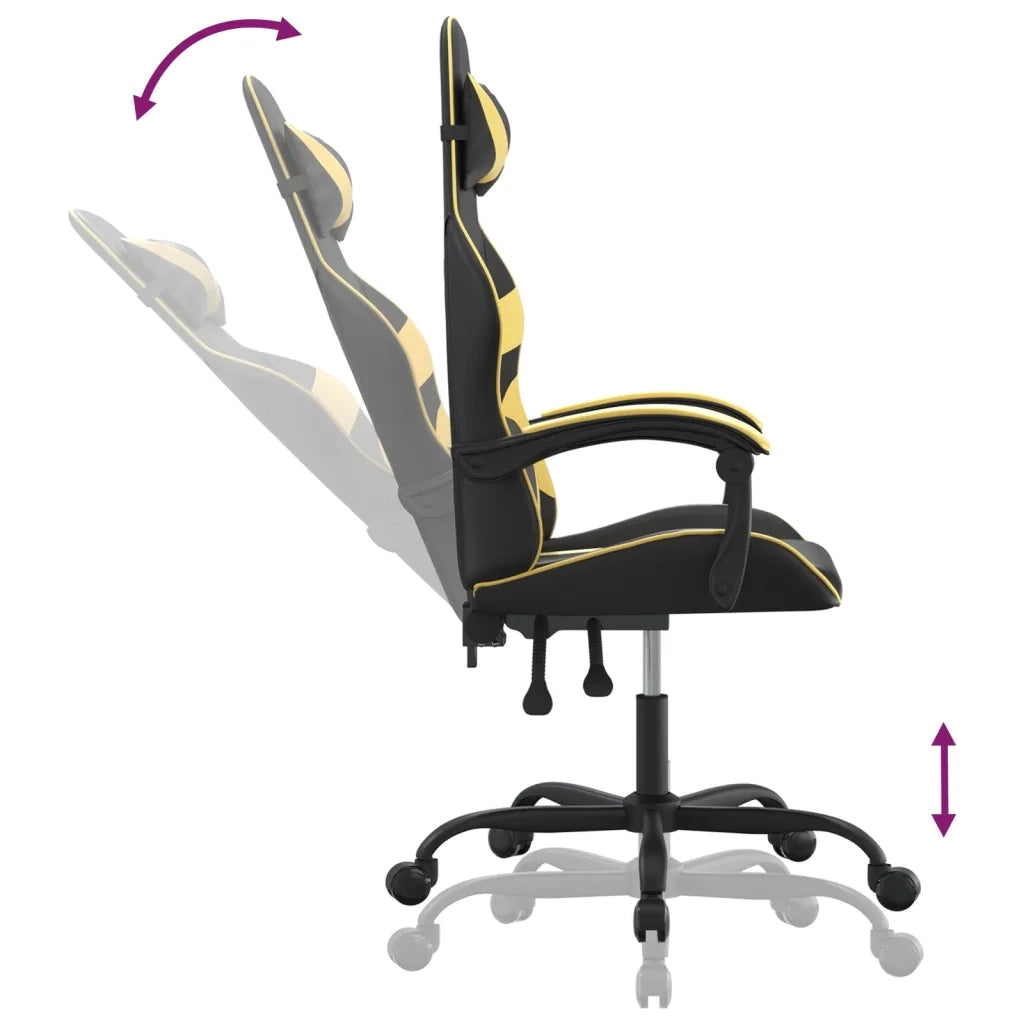 Sedia da Gaming Girevole Nera e Oro in Similpelle 349545
