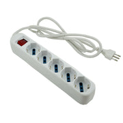 Trade Shop - Multipresa Elettrica Ciabatta 5 Ingressi Bipasso Schuko 10 16a Interruttore -