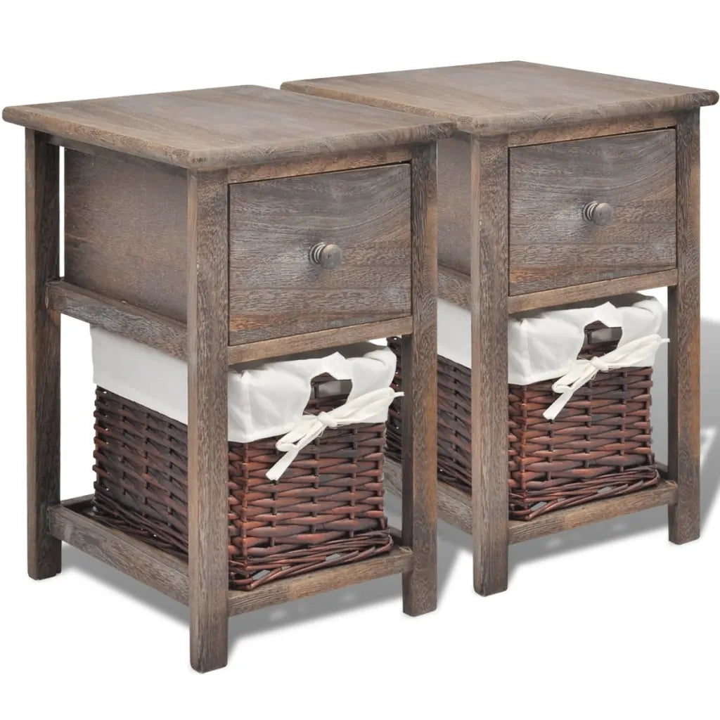 Set di 2 Comodini | Armadio da Notte | Mobiletto da notte da Notte Set in Legno Marrone