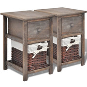 Set di 2 Comodini | Armadio da Notte | Mobiletto da notte da Notte Set in Legno Marrone