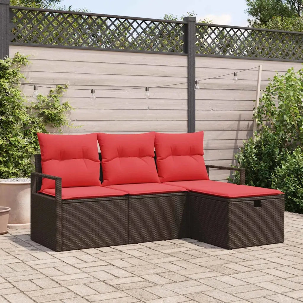 Set Divano da Giardino con cuscino 4 pcs Marrone polyrattan 3360485