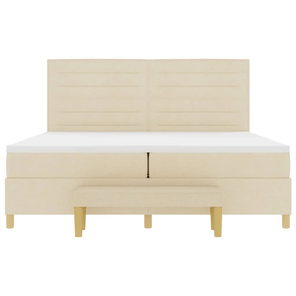 Letto a molle con materasso Crema 200 x 200 cm Tessuto